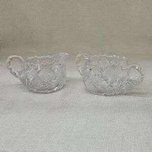 Heavy lead crystal sugar and creamer set